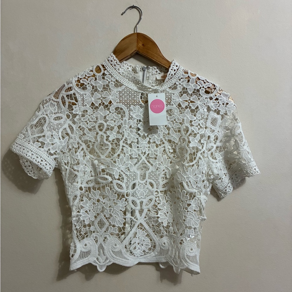 NaNa White Lace Blouse